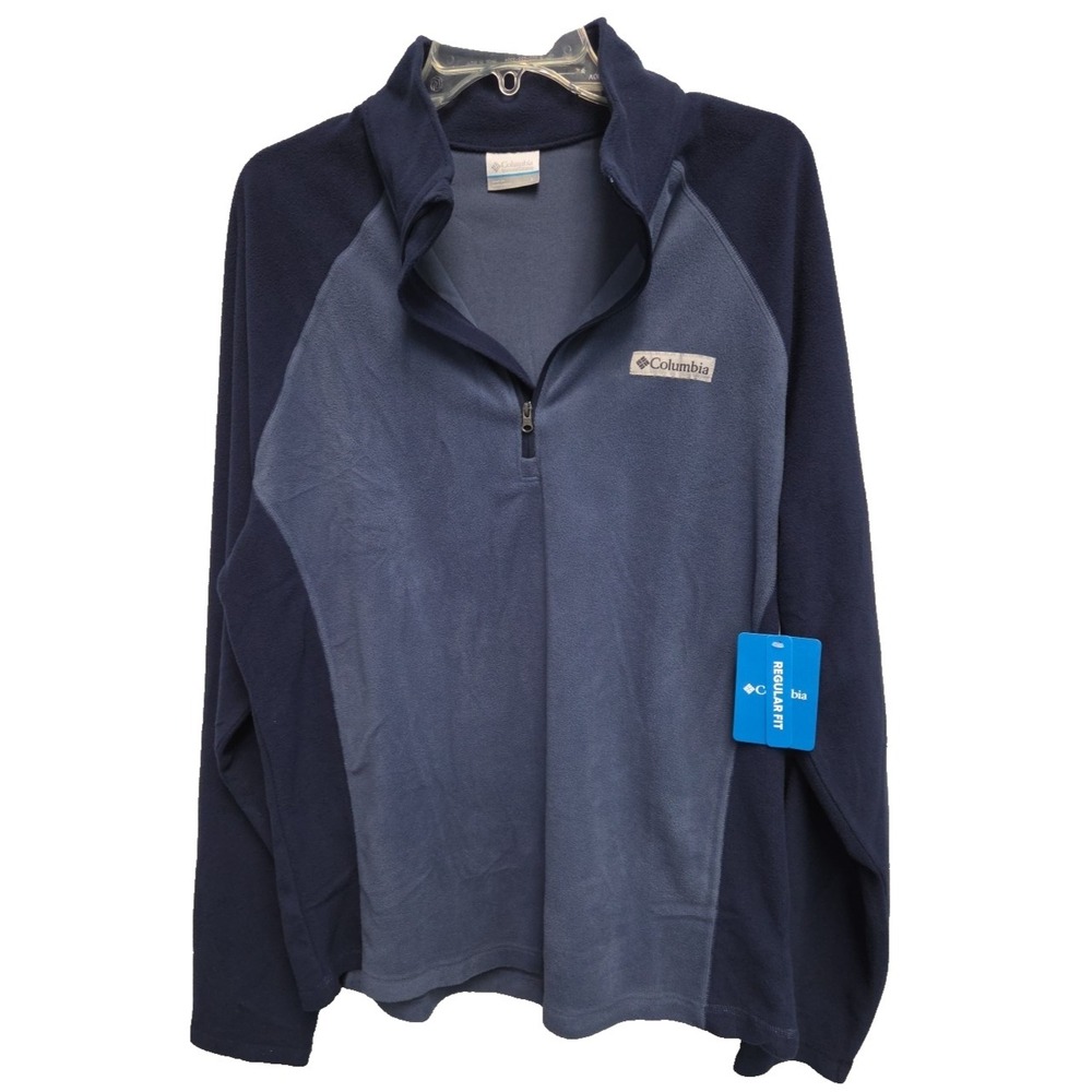 Columbia Mens Large Life Pointe Half Zip Fleece‎ Shirt Jacket Pullover Blue NWT